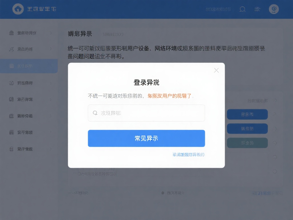 登录异常的表现形式并不统一，可能因用户设备、网络环